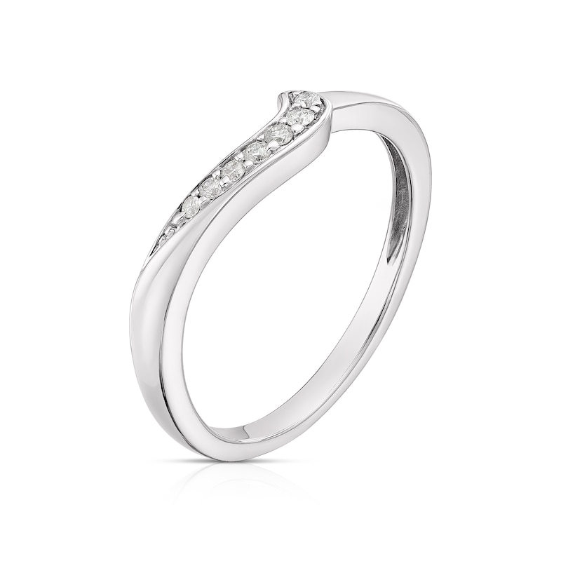 9ct White Gold Twist Shaped Diamond Ring