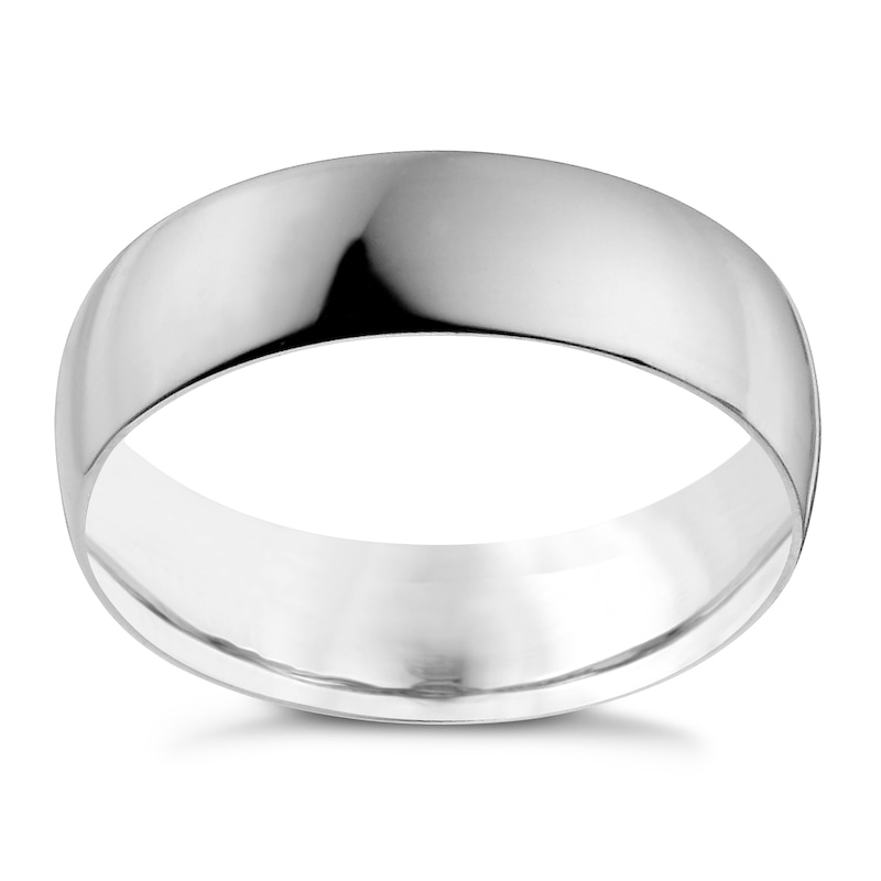 18ct White Gold 6mm Heavy D Shape Ring