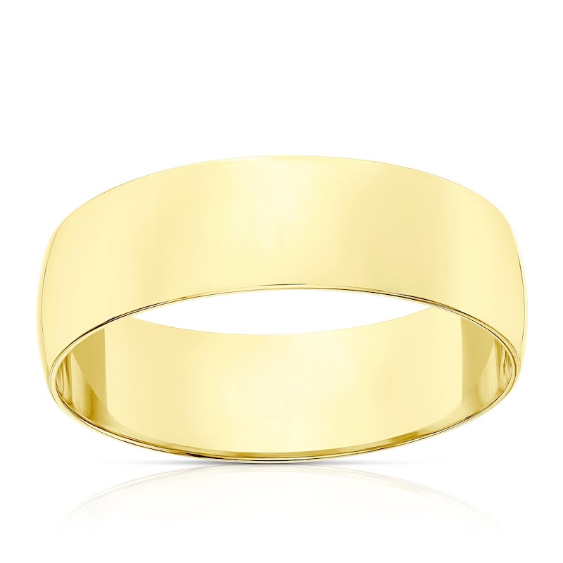 Main Image 1 of 18ct Yellow Gold 6mm Heavy D Shape Ring
