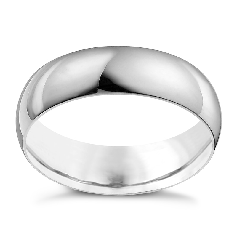 Main Image 1 of 18ct White Gold 6mm Extra Heavy D Shape Ring