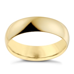 18ct Yellow Gold 6mm Extra Heavy D Shape Ring