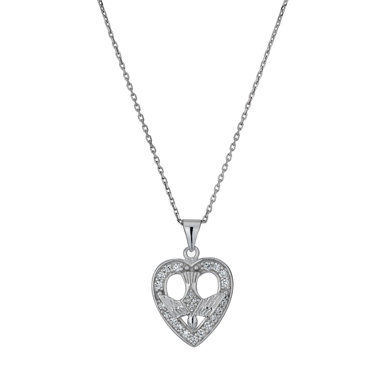 Main Image 1 of Cailin Sterling Silver & Cubic Zirconia Heart Pendant