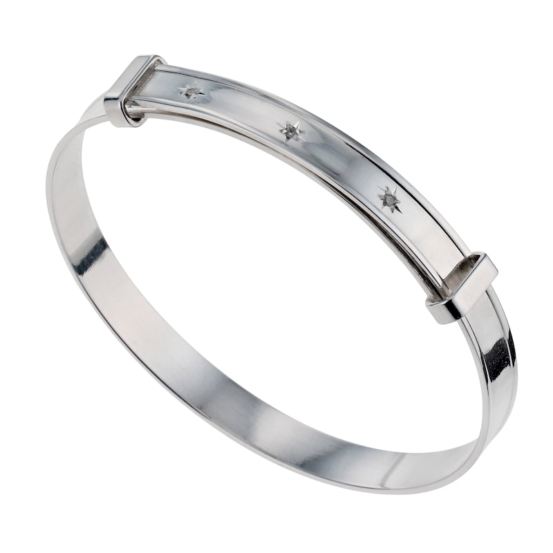 Main Image 1 of Children's Sterling Silver 0.11ct Diamond Expander Bangle