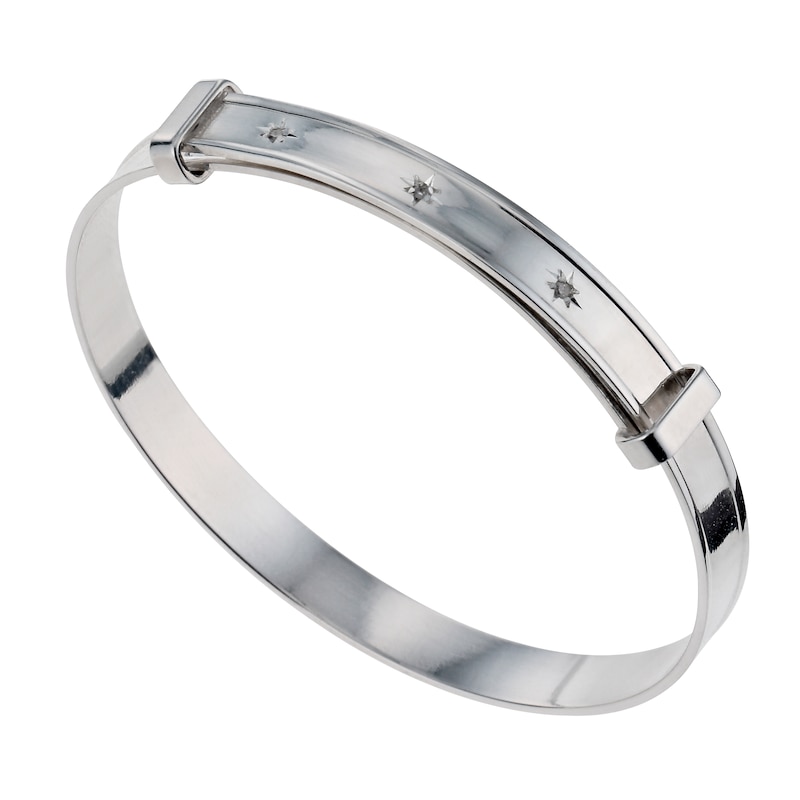 Children's Sterling Silver 0.11ct Diamond Expander Bangle