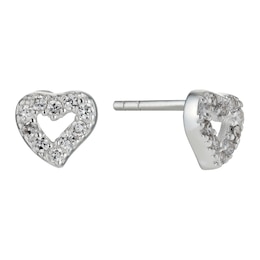 Children's Sterling Silver Cubic Zirconia Heart Earrings