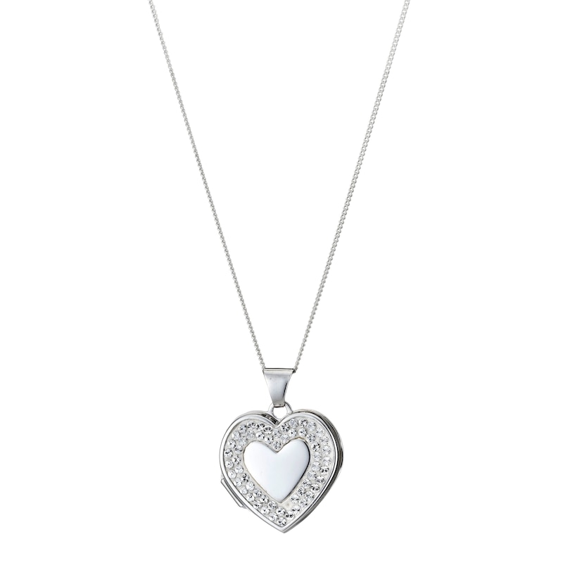 Sterling Silver Crystal Heart Locket