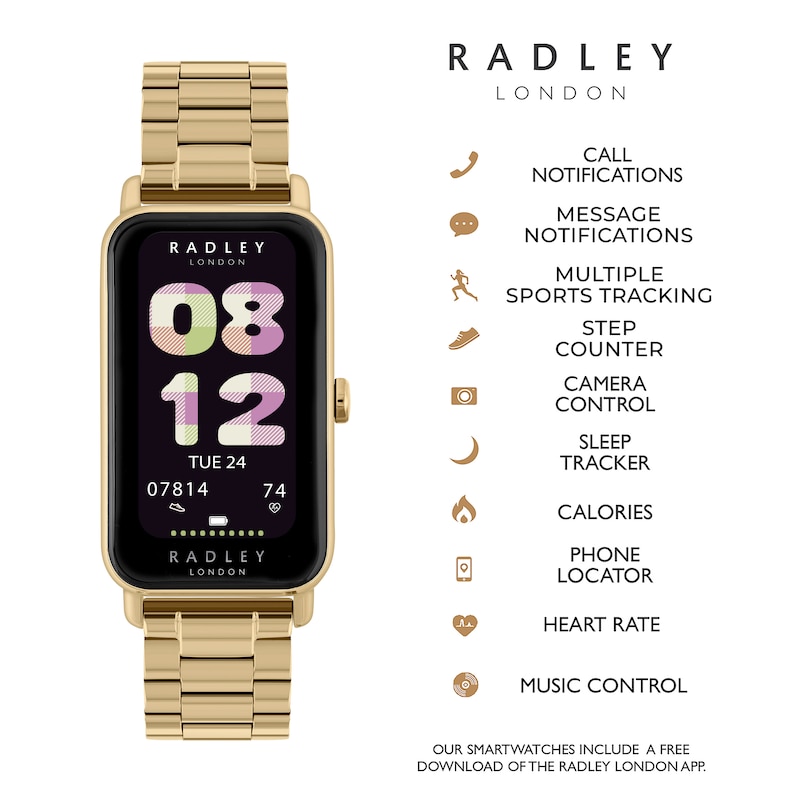 Main Image 3 of Radley Ladies Series 21 Stainless Steel Lozenge Pale Gold Tone Strap Smart Watch