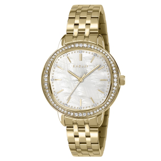 Radley Gold Tone Mother Of Pearl Stone Set Gold Tone Bracelet Watch